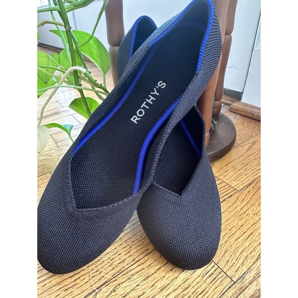 Rothy's The Flat Black Round Toe Size 8 Slip On Knit Ballet Shoes Sustainable